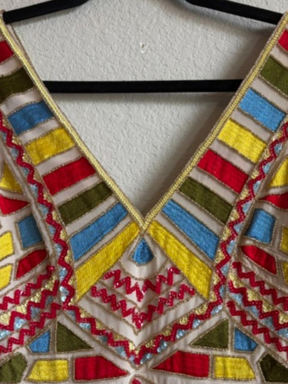 NWOT, Gianni Bini Arianna Geometric Beaded Mini Dress Multicolor Size 2 Art Deco - Picture 3 of 6